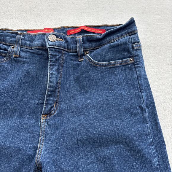 NYDJ Tummy Tuck Jeans Women Size 12 Bootcut Blue Denim Slimming Style 4000 - Picture 3 of 14